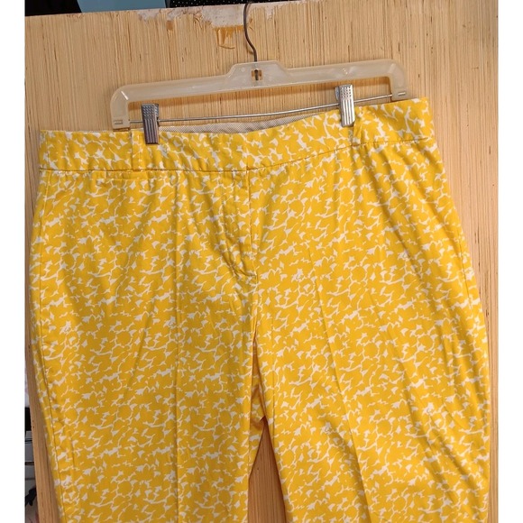 Talbots Pants 16 Womens ‎ Yellow Crop Curvy Chino High Rise Casual Slit Stretch - Picture 1 of 7